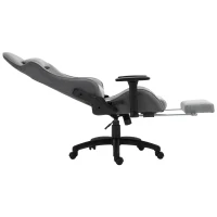 Vinsetto Bürostuhl Computerstuhl Drehstuhl mit abnehmbarem Kopf- und Lendenkissen Wippenfunktion ergonomischer Schreibtischstuhl drehbar höhenverstellbar mit Fußstütze PP Grau 73x57x127-135 cm(m-12)