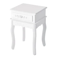HOMCOM Mesa de Cabeceira com 1 Gaveta Mesa Auxiliar de Madeira para Dormitório Sala de Estar Estilo Moderno 40x35x60cm Branco(m-10)