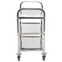 HOMCOM Carrinho de Cozinha Polivalente Carrinho de Apoio com Rodinhas, Prateleiras Ilha de Cozinha 3 Níveis de Carga 50kg Aço Inoxidável(m-9)