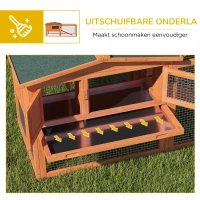 Ruim PawHut Dierenverblijf voor Kleine Dieren met Weerbestendig Asfaltdak en Handige Accessoires, Oranje, 156 x 58 x 68 cm(m-6)