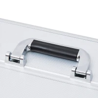 HOMCOM Mala de Maquilhagem Estojo de Maquilhagem de 3 Níveis para Cosméticos Joias Maquilhagem 36,5x24x29cm Prata(m-9)