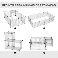 PawHut Recinto de Metal para Pequenos Animais de Estimação com 12 Painéis Desmontável DIY 106x73x36 cm Preto(m-4)