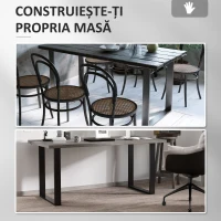 HOMCOM Set 2 Picioare de Masă Dreptunghiulare din Oțel, 60x8x72 cm, Negru(m-7)