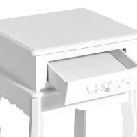 HOMCOM Mesa de Cabeceira com 1 Gaveta Mesa Auxiliar de Madeira para Dormitório Sala de Estar Estilo Moderno 40x35x60cm Branco(m-8)