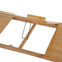 HOMCOM Mesa de Computador Portátil de Bambu Dobrável Reclinável e Altura Ajustável Mesa Auxiliar com1 Gaveta 72x35x22-30 cm Madeira(m-8)
