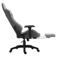 Vinsetto Bürostuhl Computerstuhl Drehstuhl mit abnehmbarem Kopf- und Lendenkissen Wippenfunktion ergonomischer Schreibtischstuhl drehbar höhenverstellbar mit Fußstütze PP Grau 73x57x127-135 cm(m-11)