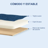 HOMCOM Sofá de 2 Plazas Tapizado en Borreguito 118 cm con Acolchado Grueso Reposabrazos y Patas de Madera Azul Oscuro(m-6)
