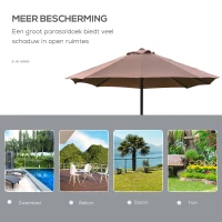 Outsunny parasol met LED dubbele parasol 440 x 260 cm tuinparasol marktparasol grote terrasparasol met handslinger ovaal metaal kaki(m-7)