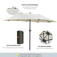 Outsunny parasol ovaal crème wit 440 x 260 cm(m-6)