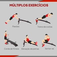 HOMCOM Banco de Abdominais com Altura Ajustável Banco de Musculação para Treinos de Abdomen Costas e Pernas 55,5x137,5x68 cm Preto e Vermelho(m-4)