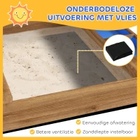 Outsunny Zandbak met dak, speelhuisontwerp, met speelgoedset, dennenhout, 124x116x146cm, bruin(m-6)
