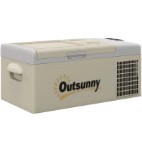 Outsunny 16L Portable Car Fridge, -20℃ to 10℃ Adjustable Temperature - Khaki/Grey(m-1)