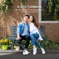 Outsunny Tuinbank Zitbank Parkbank, Latontwerp, Weerbestendig, Aluminium, 123 x 67 x 79 cm, Blauw(m-4)