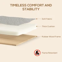 HOMCOM Small Sherpa Fabric 2 Seater Sofa Settee - Light Grey(m-6)