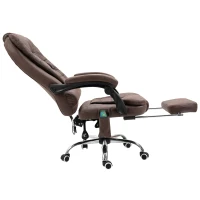 Vinsetto Massage-Bürostuhl, Liege- & Wärmefunktion, drehbar, ergonomisch, bis 120 kg, Braun(m-10)