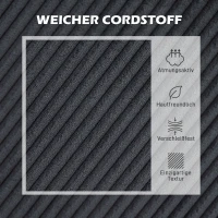 HOMCOM Ecksofa, L-förmiges 3-Sitzer-Sofa mit Chaiselongue, Holzkonstruktion, 8 Beine, Cordstoff, Schaumstoffpolsterung, Grau(m-6)