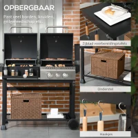 Outsunny Gasgrill BBQ-Grill, inclusief thermometer, warmhoudplaten, 161 x 53 x 101 cm, Zwart + Zilver(m-7)