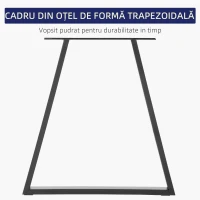 HOMCOM Set 2 Picioare de Masă Trapezoidale cu 6 Găuri și 12 Șuruburi, 70x5x72 cm, Negru(m-6)