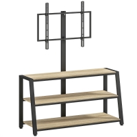 HOMCOM Meuble TV avec support pour téléviseurs de 32-70 pouces, étagères ouvertes, angle ajustable 35°, 108x41x135cm, effet bois naturel