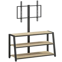 HOMCOM Meuble TV avec support pour téléviseurs de 32-70 pouces, étagères ouvertes, angle ajustable 35°, 108x41x135cm, effet bois naturel(m-11)