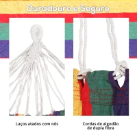 Outsunny Cama Rede para 2 Pessoas Cama Rede para Campismo Praia Jardim Carga Máxima 180 kg 210x150cm Multicor(m-7)