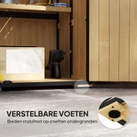 Outsunny Houten en Stalen Tuinkast, Buiten Gereedschapskast met Asfaltdak, 2 Planken, Afsluitbare Deuren, Natuurhout(m-8)