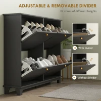 HOMCOM Narrow Shoe Storage Cabinet, Slim Shoe Cabinet with 4 Flip Drawers, Adjustable Shelves for 16 Pairs of Shoes, Black(m-5)