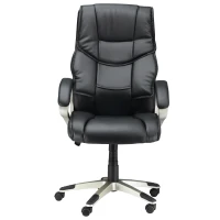 HOMCOM Bürosessel Chefsessel mit Wippfunktion Bürostuhl Schreibtischstuhl Ergonomischer Drehstuhl Sportsitz Hoher Rückenlehne Schwarz Kunsterleder Metall 70 x 58 x 114–124 cm(m-11)