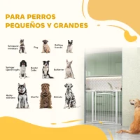 PawHut Puerta para Perros con Ancho Ajustable 76-104 cm Barrera de Seguridad con 2 Extensiones y Doble Bloqueo Blanco(m-4)
