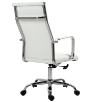 Vinsetto Bürostuhl ergonomischer Schreibtischstuhl mit Wippfunktion Chefsessel höhenverstellbarer Drehstuhl gepolstert Kunstleder Schaumstoff Weiß 54 x 62 x 104-114 cm(m-11)