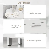 kleankin Mobile Bagno con 2 Cassetti e Armadietto con Ripiano Regolabile, in Legno, 60x30x93 cm, Bianco(m-6)