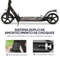 HOMCOM Trotinette dobravel com o guiador ajustável da altura trotinete para adultos e crianças acima de 14 anos carga 100 kg(m-7)
