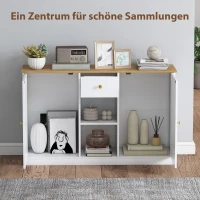 HOMCOM Küchenkommode, Sideboard mit Schublade, Schränken, Regalen, Spanplatte, Weiß(m-4)