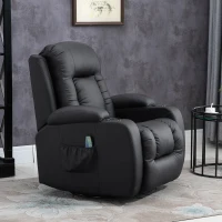 HOMCOM Poltrona Relax Reclinabile fino 150° in Finta Pelle con 8 Punti Massaggio e Riscaldamento, Nero(m-2)