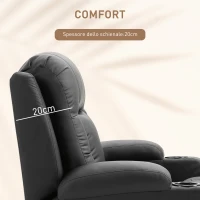 HOMCOM Poltrona Relax Reclinabile fino 150° in Finta Pelle con 8 Punti Massaggio e Riscaldamento, Nero(m-7)