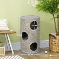 PawHut Cat Climbing Frame, Covered with Sisal, Cosy Platform - Light Grey(m-3)