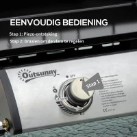 Outsunny tafelgrill gasgrill BBQ met 2 branders, tafelgasgrill met slang(m-5)