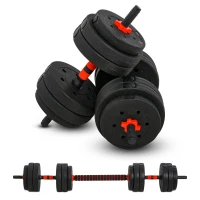 HOMCOM Conjunto de halteres 2 em 1 25 kg com barra ajustável Treinamento de força e levantamento de peso para ginasio preto(m-10)