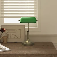 HOMCOM Lámpara de Escritorio Banquero E27 con Pantalla Ajustable Interruptor Basculante para Hogar Oficina Biblioteca Verde(m-9)