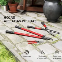 Outsunny Juego de Herramientas Jardinería de 3 Piezas con Tijeras de Jardín Cortarramas Tijeras de Podar y Mangos de Goma Ligera(m-5)