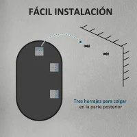 HOMCOM Espejo de Baño Ovalado 40x70 cm Espejo Decorativo de Pared con Marco de Aluminio para Salón Horizontal o Vertical Negro(m-7)