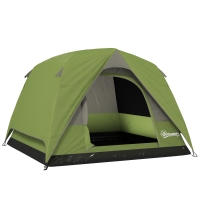 Outsunny 3-4 Person Camping Tent, Easy Set Up Waterproof Dome Tent with Sewn-in Groundsheet, Mesh Windows, Pocket and Hook for Camping, Hiking, Backpacking, Olive Green and Grey