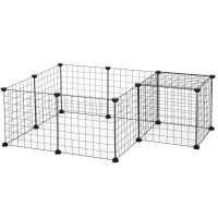 PawHut Recinto de Metal para Pequenos Animais de Estimação com 12 Painéis Desmontável DIY 106x73x36 cm Preto(m-11)