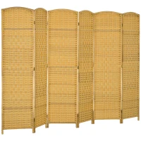 HOMCOM Separador de Ambientes de 6 Paneles Biombo Plegable 270x180 cm Pantalla de Privacidad de Polipropileno Natural(m-1)