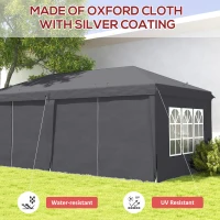 Outsunny Outsunny 3 x 6 m Garden Pop Up Gazebo, Wedding Party Tent Marquee, Water Resistant Awning Canopy with Sidewalls, Windows, Carry Bag, Grey(m-4)