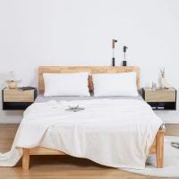 HOMCOM Floating Bedside Table Set of 2, Wall Mounted Bedside Cabinet with Drawer and Open Shelf, Modern Nightstand for Bedroom, 46 x 30 x 30 cm, Oak Tone(m-6)