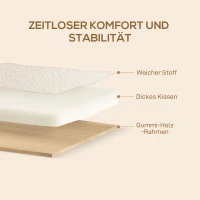 HOMCOM Sessel mit Rückenlehne, Armlehnen, Gepolstert Loungesessel mit Sherpa-Optik, Holzbeine, für Schlafzimmer, Wohnzimmer, bis 120 kg, Cremeweiß(m-6)