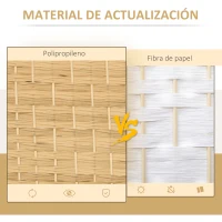 HOMCOM Separador de Ambientes de 6 Paneles Biombo Plegable 270x180 cm Pantalla de Privacidad de Polipropileno Natural(m-5)