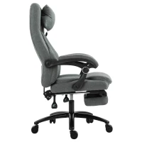 Vinsetto Bürostuhl massage, höhenverstellbarer Chefsessel, Gamingstuhl mit Fußstütze Massagefunktion, ergonomischer Drehstuhl, Massage Sessel, Leinen-Gefühl, Grau, 64 x 74 x 109-117 cm(m-10)