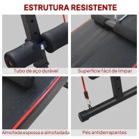 HOMCOM Banco de Abdominais com Altura Ajustável Banco de Musculação para Treinos de Abdomen Costas e Pernas 55,5x137,5x68 cm Preto e Vermelho(m-6)